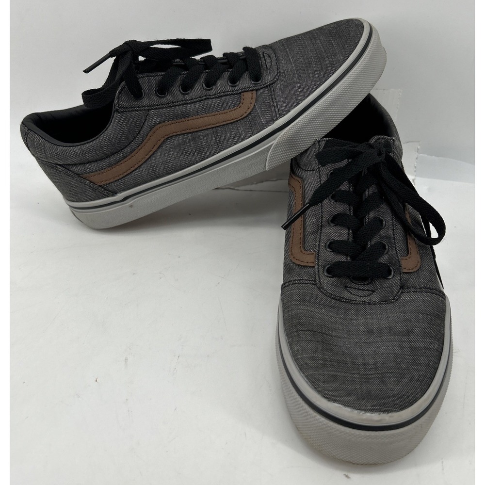 Vans Ward Deluxe Grey Textured With Brown Leather Stripe Youth Size 5